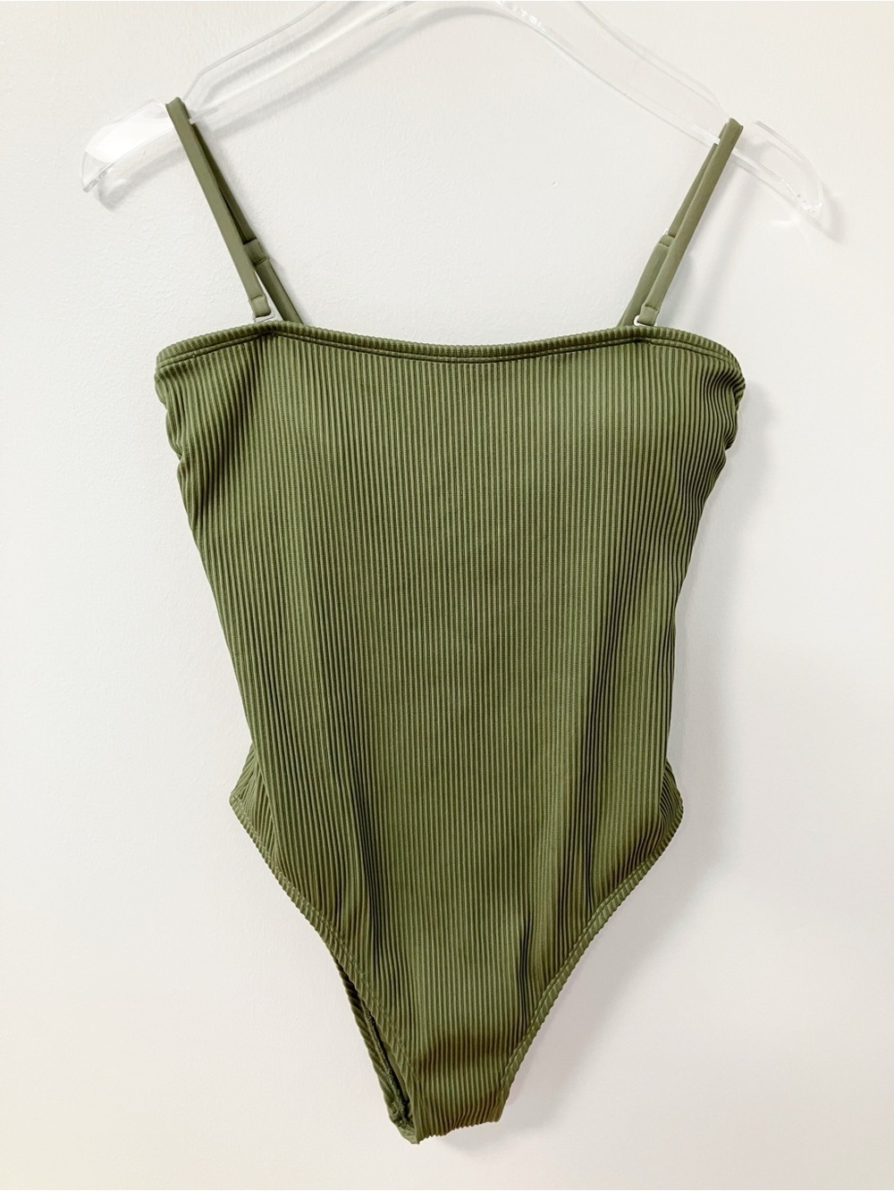 Abercrombie & Fitch | Green Ribbed One Piece Swimsuit L Boho Beach Pool Vacation